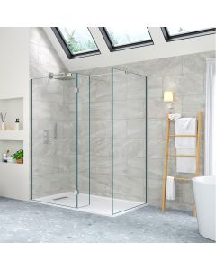 Aqua I Innovation 10mm Walk-in Wetroom with End Panel & Flipper Panel