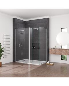 Aqua I Innovation 10mm Walk-in Wetroom with End Panel & Fixed Deflector Panel