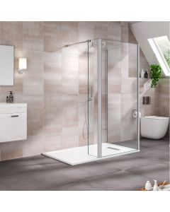 Aqua I Innovation 10mm Walk-in Corner Wetroom with Fixed Deflector Panel