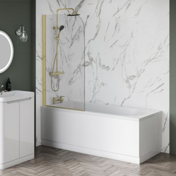 Aqua i 6mm Brushed Brass Curved Shower Bath Screen 1400mm x 800mm (AIB052-BB)