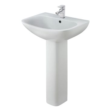 Aqua i Elara 545mm 1 Tap Hole Basin & Pedestal (AISW004)