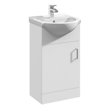 Polar 450mm Basin Unit With Curved Bowl - Gloss White