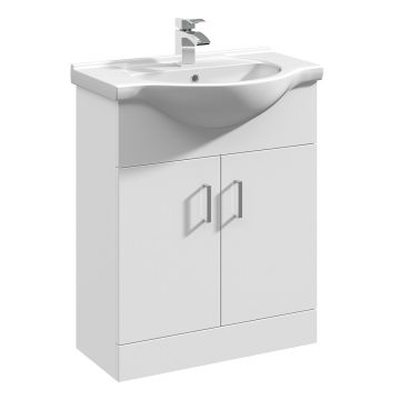 Polar 650mm Basin Unit With Curved Bowl - Gloss White