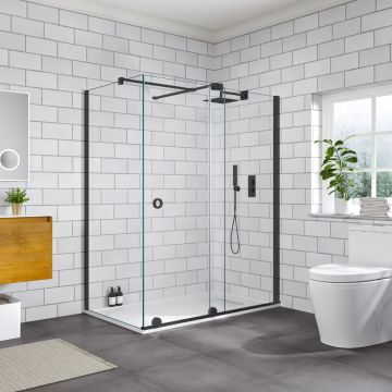 Aqua i Glide 8mm Side Panel 800mm Black - 2000mm High