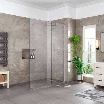 Aqua i Glide 2000mm H 8mm Sliding Wetroom Panel 1400mm Silver