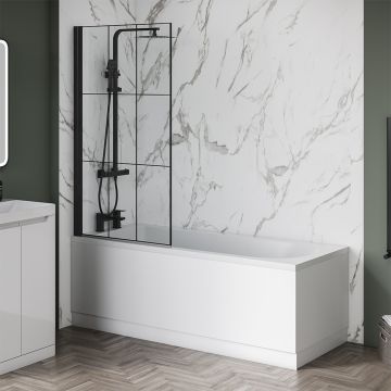 Aqua i 6mm Black Matrix Square Shower Bath Screen 1400mm x 800mm (AIB050-MBM)