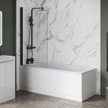 Aqua i 6mm Black Square Shower Bath Screen 1400mm x 800mm (AIB050-MB)