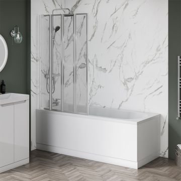 Aqua i 4 Panel Folding Bath Screen 1400mm x 845mm Chrome (AIB060)