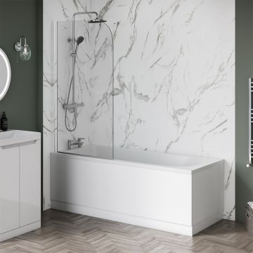 Aqua i 6mm Silver Curved Shower Bath Screen 1400mm x 800mm (AIB052)