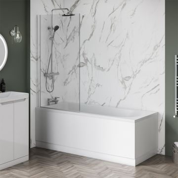 Aqua i 6mm Silver Square Shower Bath Screen 1400mm x 800mm