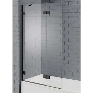 Aqua i6 2 Piece Hinged Universal Bath Screen 1500 x 900 Black