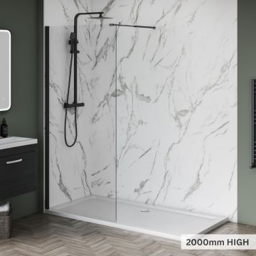 Aqua i 8 Black Wetroom Screen Panel 1100mm x 2000mm High (AI8WP110B-20H)