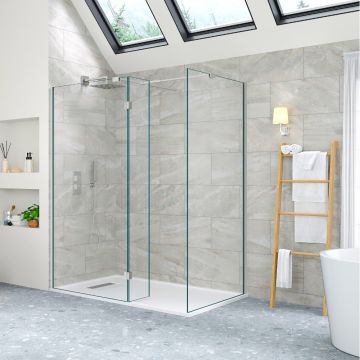 Aqua I Innovation 10mm Walk-in Wetroom with End Panel & Flipper Panel