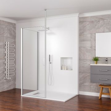 Aqua I Innovation 10mm Walk-in Corner Wetroom Enclosure with Floor to Ceiling Post
