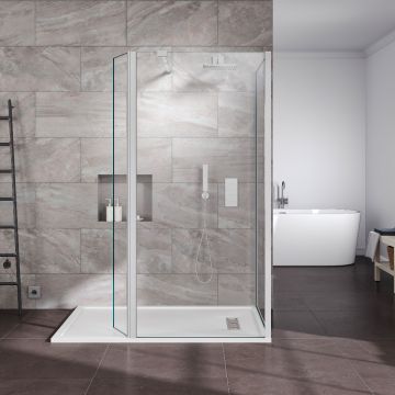 Aqua I Innovation 8mm Walk-in Corner Wetroom with Flipper Panel