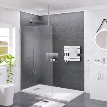 Aqua I innovation 10mm Wetroom Screen with Ceiling Support Arm