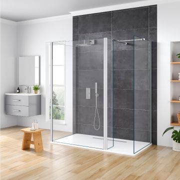 Aqua i Innovation 10mm 3-Sided Walk-in Wetroom with Fixed Deflector Panel