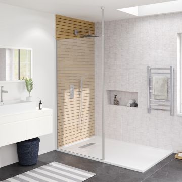 Aqua I innovation 10mm Wetroom Screen with Floor to Ceiling Post