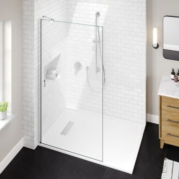 Aqua I innovation 8mm Wetroom Screen with Angled Support Arm