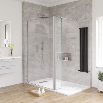 Aqua I Innovation 10mm Wetroom Screen with Fixed Deflector Panel