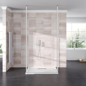 Aqua I Innovation 10mm Walk-in Wetroom Panel with Double Floor to Ceiling Posts