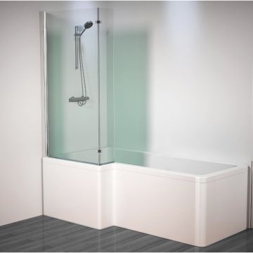 Aqua I 6mm L Shaped Bath Screen 1400mm x 800mm (AIB048)