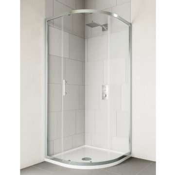 Aqua i Single Door Quad Shower Enclosure H 1850mm 900mm x 900mm - Silver