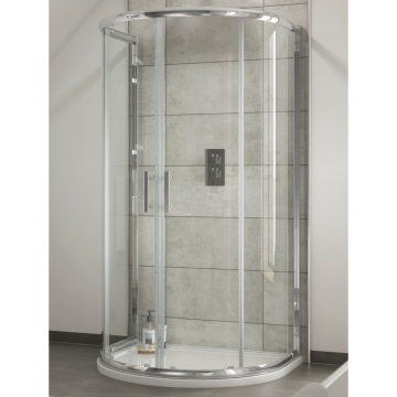 Ai6 U Shaped Quadrant Shower Enclosure & Tray 915mm x 915mm - Silver