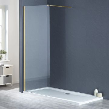 Aqua i 10 Brushed Brass Wetroom Screen Panel 700mm x 2000mm High