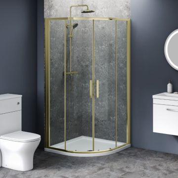 Aqua i 6 Quadrant Shower Enclosure 800mm x 800mm x 1900mm High Brushed Brass (AIQSD080BB)