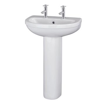 Aqua i Orion 550mm 2 Tap Hole Basin & Pedestal