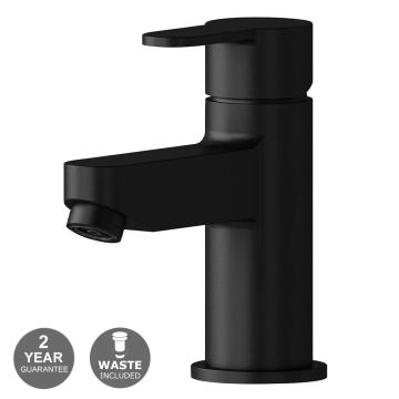 Noveua Acton Mono Basin Mixer & Click Clack Waste - Matt Black (NV002-MB)