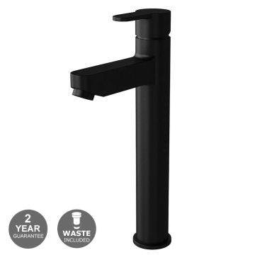Noveua Acton Tall Mono Basin Mixer and Click Clack Waste - Matt Black (NV003-MB)