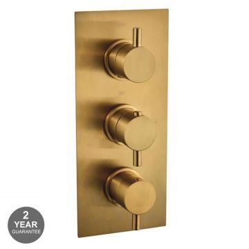 Noveua Islington Round Triple Concealed Shower Valve - Brushed Brass (NV148-BB)
