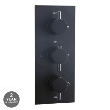Noveua Islington Round Triple Concealed Shower Valve - Matt Black (NV148-MB)