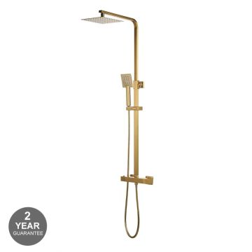 Noveua Mayfair Square Thermostatic Shower Set - Brushed Brass (NV136-BB)