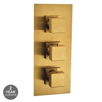 Noveua Mayfair Square Triple Concealed Shower Valve - Brushed Brass (NV144-BB)
