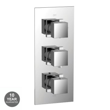 Noveua Mayfair Square Triple Concealed Shower Valve - Chrome (NV144)