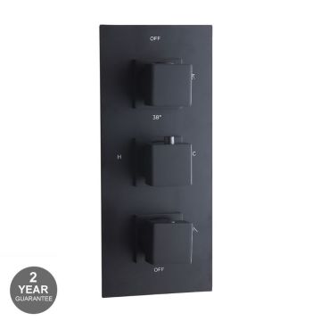 Noveua Mayfair Square Triple Concealed Shower Valve - Matt Black (NV144-MB)