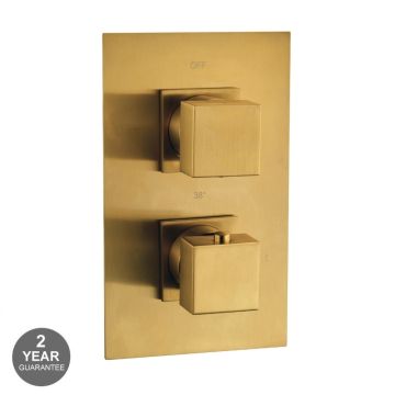 Noveua Mayfair Square Twin Concealed Shower Valve - Brushed Brass (NV142-BB)