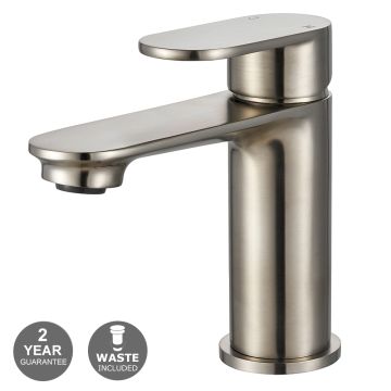 Noveua Preston Basin Mixer & Push Waste - Brushed Nickel