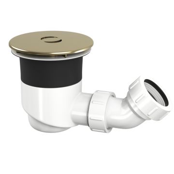 TOP-FIX 90mm Shower Tray Waste with Elbow - Brushed Brass (WS052BB-TOP)