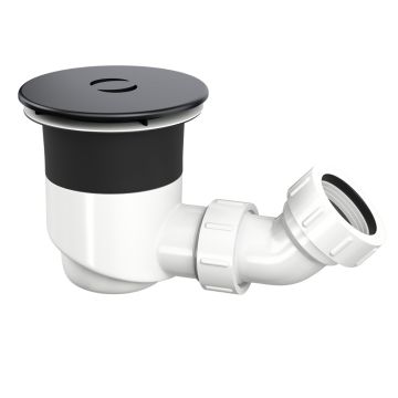 TOP-FIX 90mm Shower Tray Waste with Elbow - Matt Black (WS052MB-TOP)